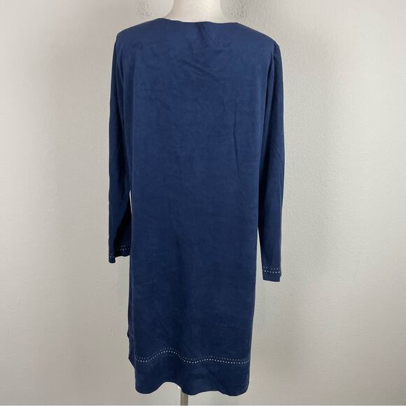 Soft Surroundings Navy Faux Suede Embellished Dress Medium - Picture 6 of 8